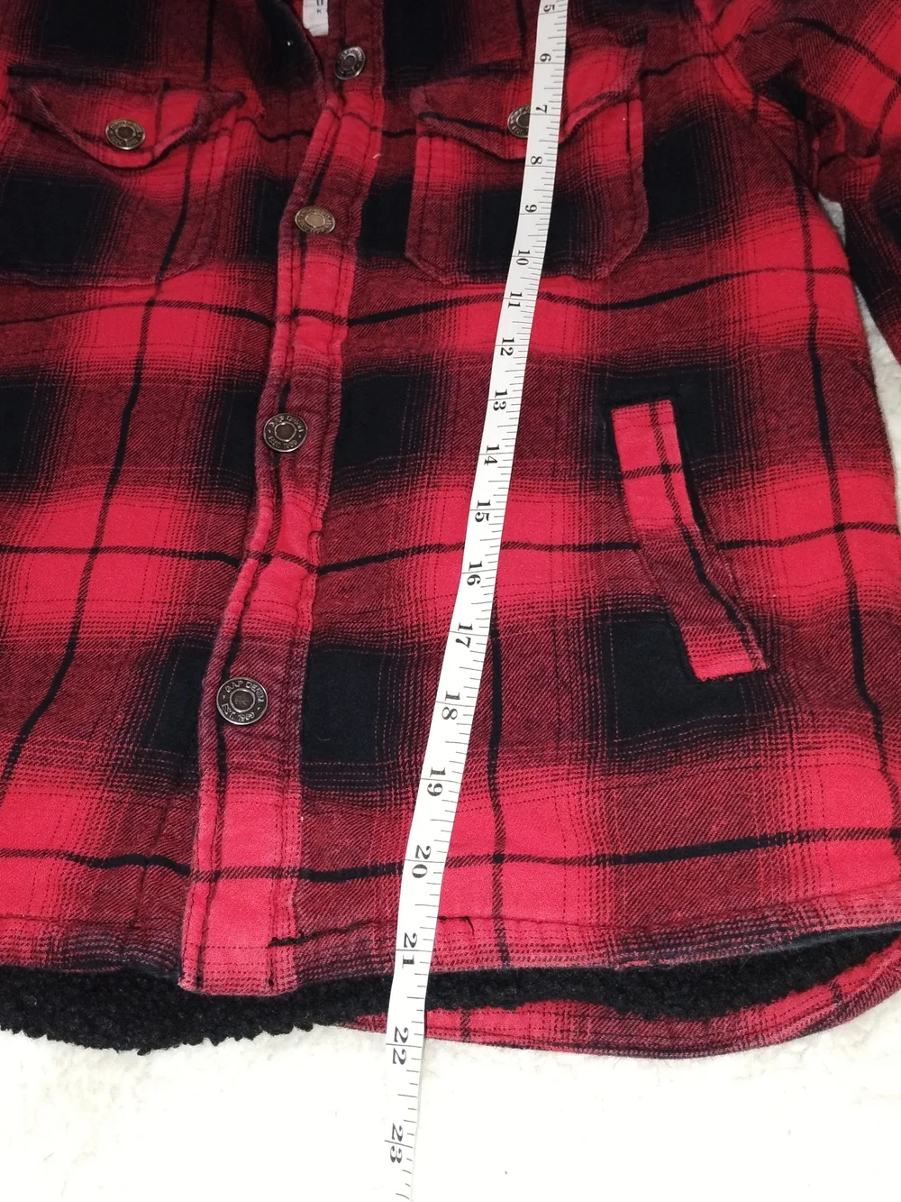 GAP Red and Black Plaid Sherpa-Lined Button Front Shirt